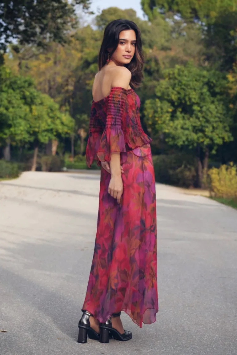 Conjunto Sindia Flores Rosas y Moradas - The Nook Store