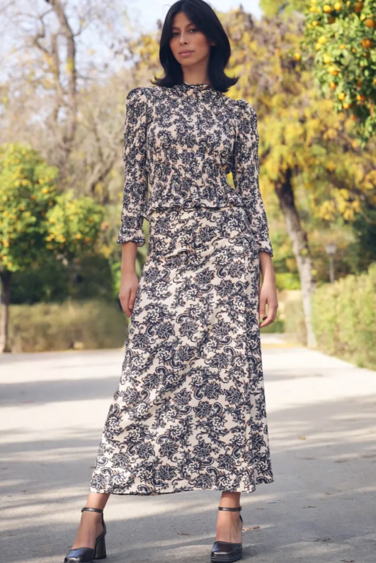Falda Pipa Fageda Negra y Crudo - The Nook Store