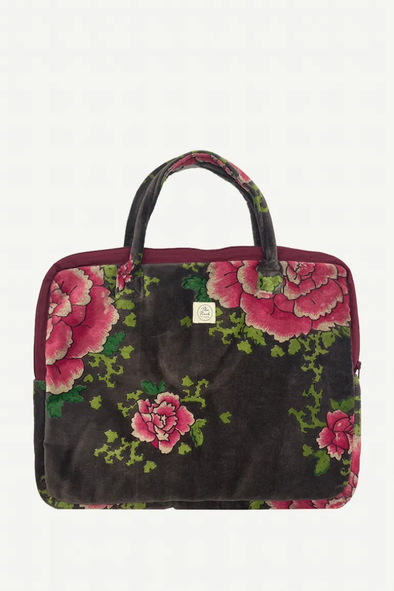 Funda de Ordenador Cleo Gris Flores Grandes - The Nook Store