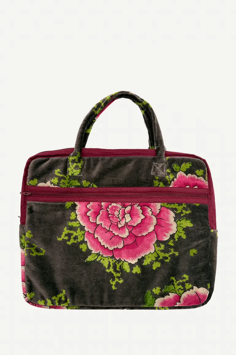 Funda de Ordenador Cleo Gris Flores Grandes - The Nook Store