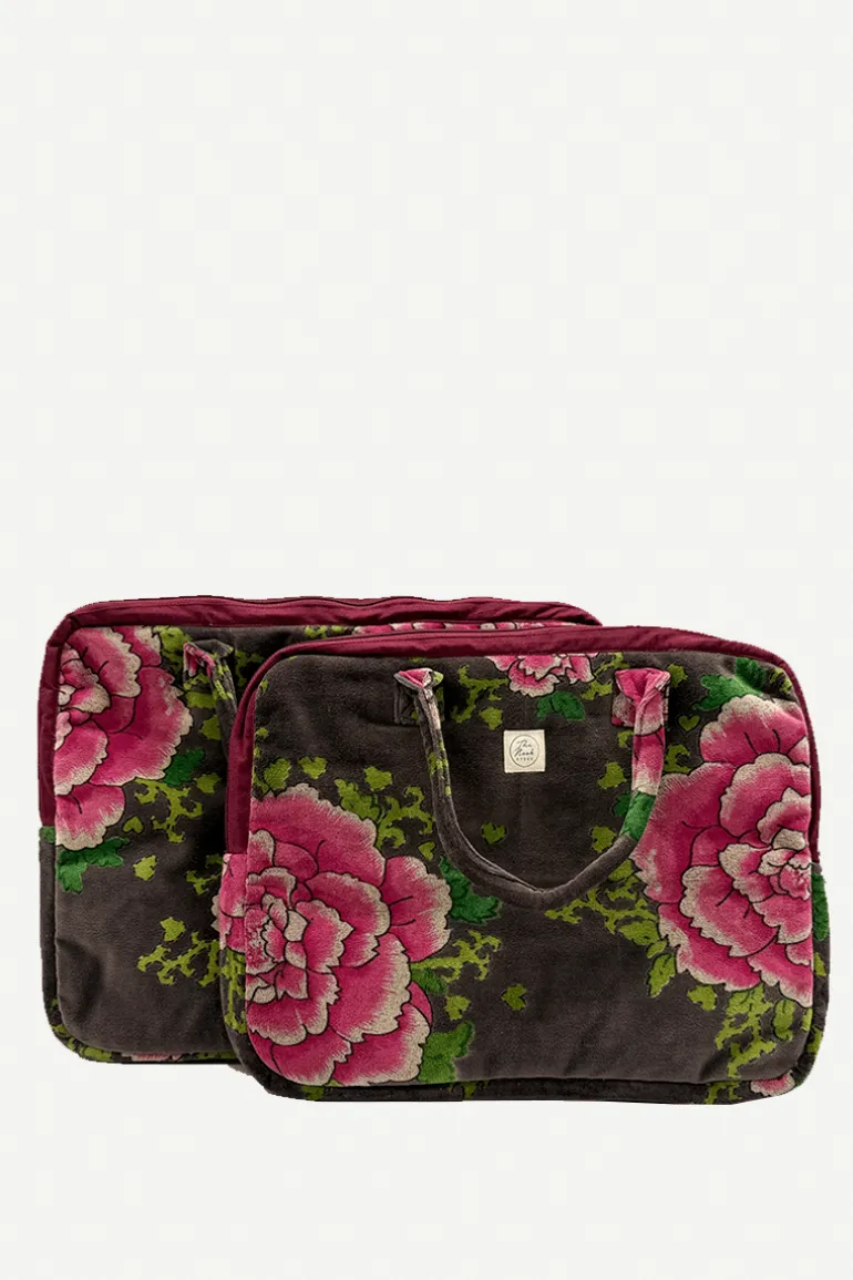 Funda de Ordenador Cleo Gris Flores Grandes - The Nook Store