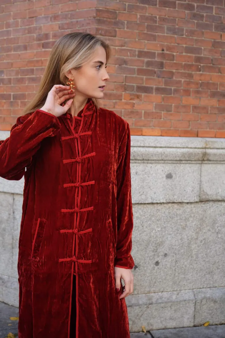 Kimono Camille Terciopelo Teja - The Nook Store