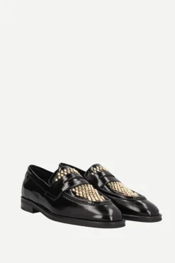 Mocasín Mimi Piel Negro Tachuela Dorada - The Nook Store