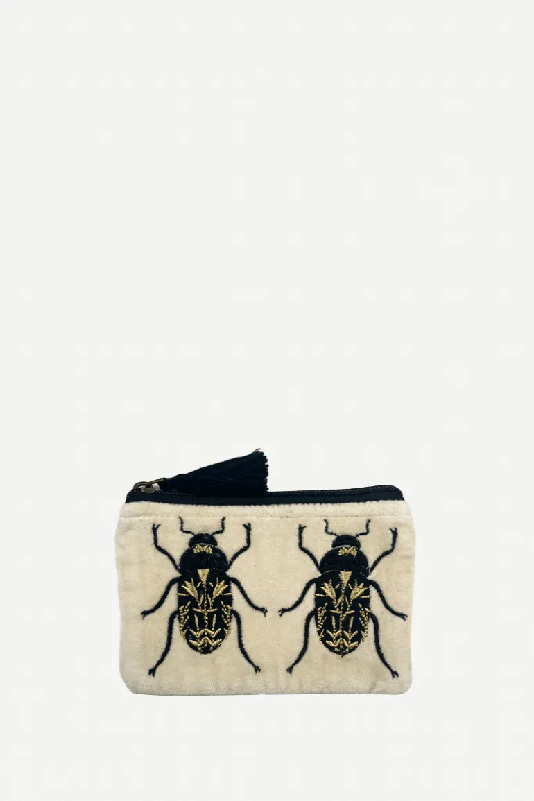 Monedero Terciopelo Escarabajos Crudo - The Nook Store