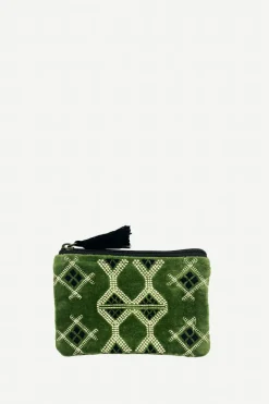 Monedero Terciopelo Rombos Verde - The Nook Store