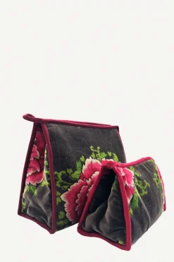 Neceser Cleo Gris Flores Grandes - The Nook Store