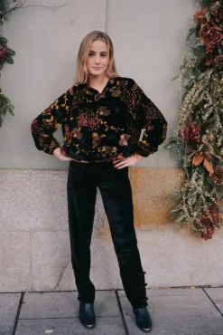 Pantalón Camille Terciopelo Negro - The Nook Store