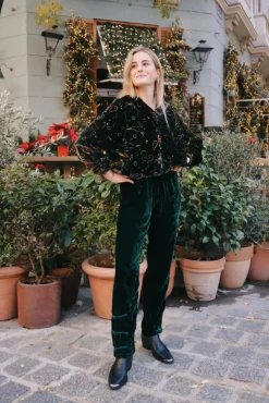 Pantalón Camille Terciopelo Verde - The Nook Store