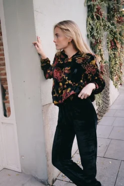 Pantalón Camille Terciopelo Negro - The Nook Store
