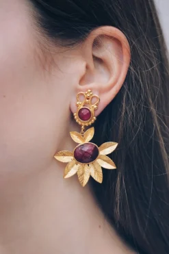 Pendientes Flor Stone PEN51 - The Nook Store