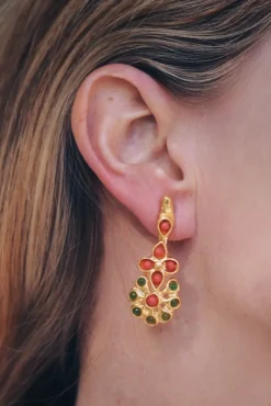 Pendientes Floris Coral and Green PEN65 - The Nook Store