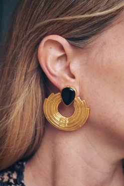 Pendientes Shimla Stone Black PEN55 - The Nook Store