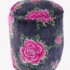 Puf Cleo gris flores grandes - The Nook Store