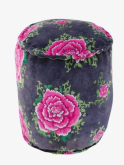 Puf Cleo gris flores grandes - The Nook Store