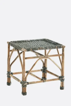 Taburete bambú con tejido gris - The Nook Store