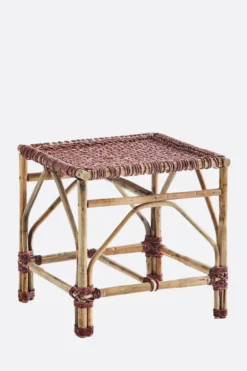 Taburete bambú con tejido rosa - The Nook Store