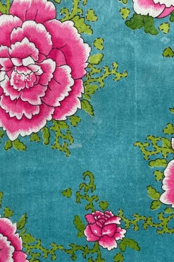 Tela Cleo turquesa flores - The Nook Store