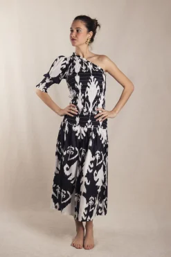 Vestido Adriana Ikat Black and White - The Nook Store