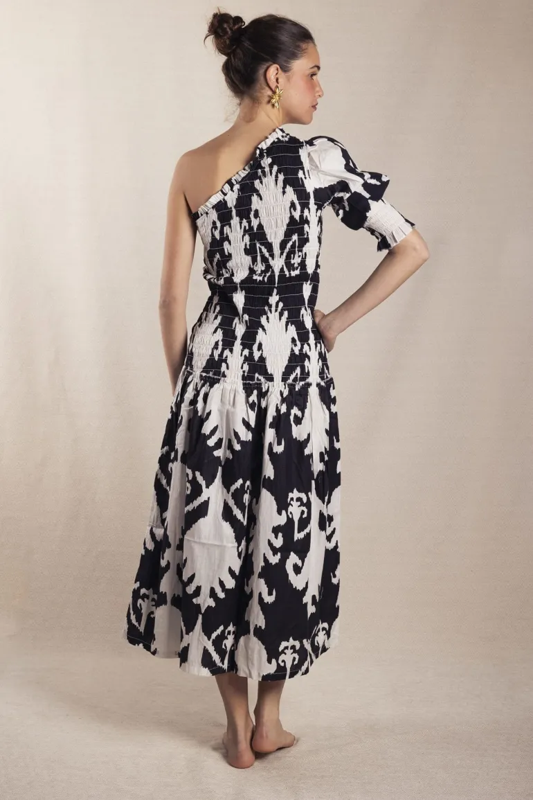 Vestido Adriana Ikat Black and White - The Nook Store