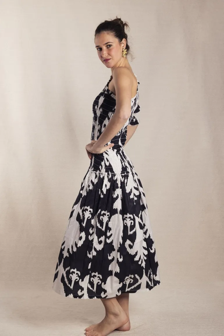 Vestido Adriana Ikat Black and White - The Nook Store