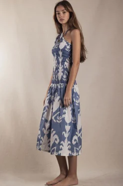 Vestido Adriana Ikat Blue and White - The Nook Store