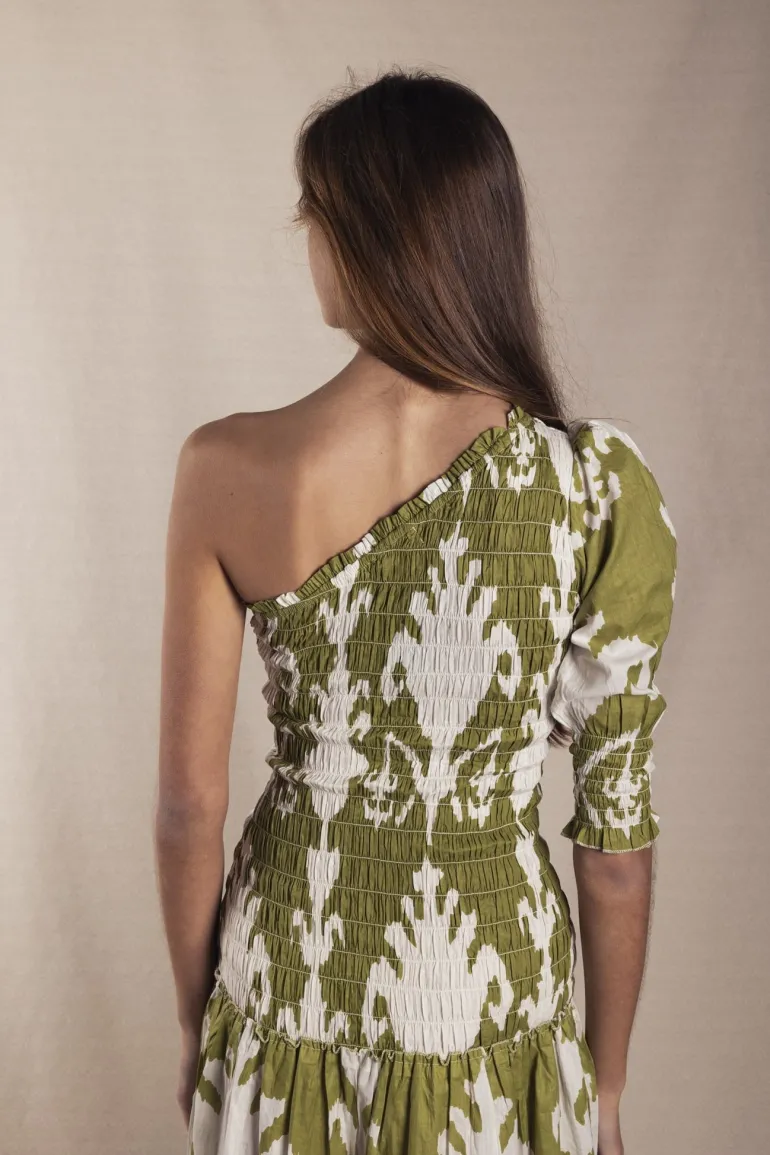 Vestido Adriana Ikat Green and White - The Nook Store