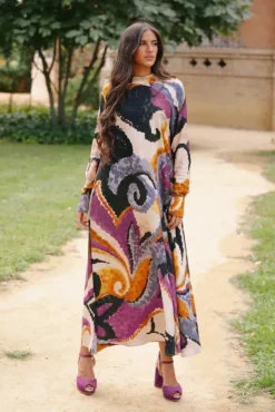 Vestido Alice Art Black White Bougainvillea and Grey - The Nook Store