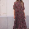 Vestido Alice Manga Corta Stains Rosa y Verde - The Nook Store