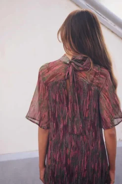 Vestido Alice Manga Corta Stains Rosa y Verde - The Nook Store