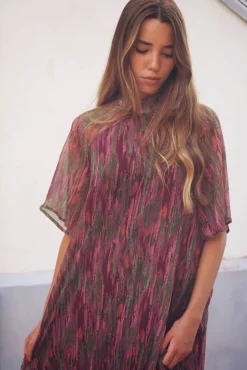 Vestido Alice Manga Corta Stains Rosa y Verde - The Nook Store