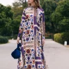 Vestido Alice Mosaico Crudo Marino y Burdeos - The Nook Store
