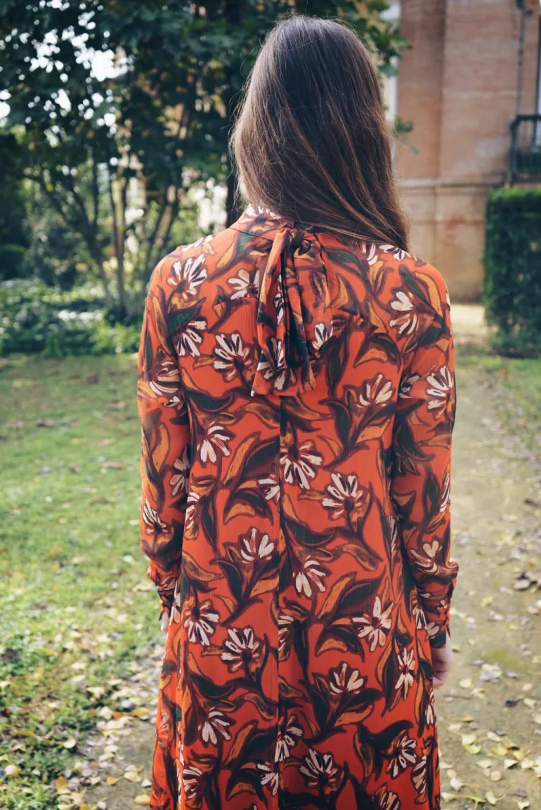 Vestido Alice Naranja Flores - The Nook Store