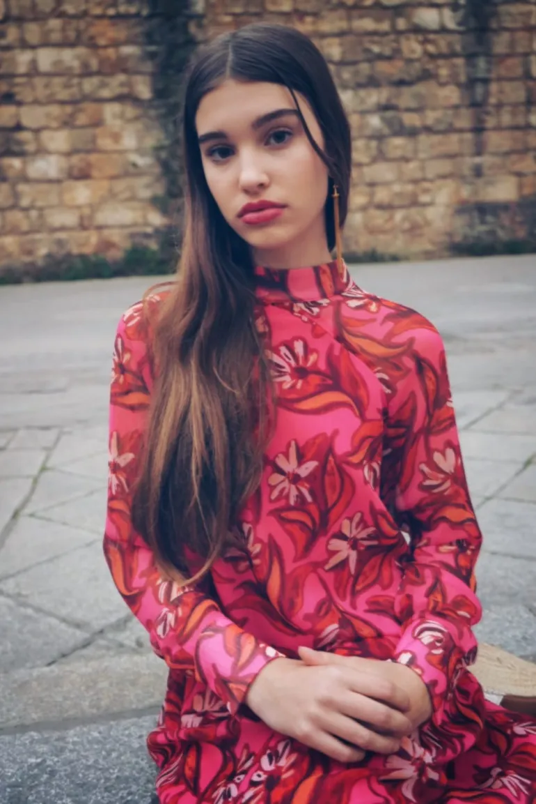 Vestido Alice Rosa Flores - The Nook Store