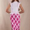 Vestido Allegra Bordado Blanco Ikat Rosa - The Nook Store