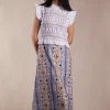 Vestido Allegra Bordado Embroidery Blue and Mustard - The Nook Store