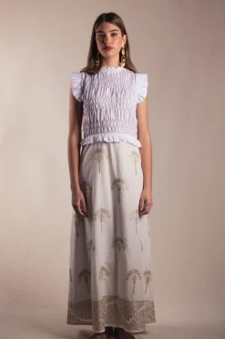 Vestido Allegra Bordado White Palms - The Nook Store