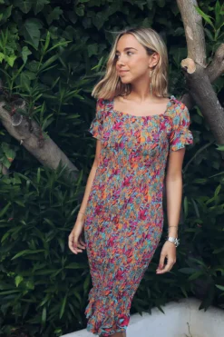 Vestido Elika Tropical Naranja - The Nook Store