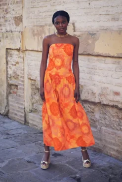 Vestido Fiorella Tie Dye Naranja - The Nook Store