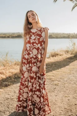 Vestido Flores Teja - The Nook Store