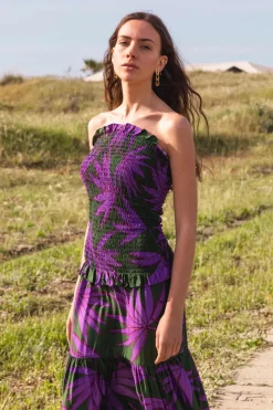 Vestido Gadea Verde Palmeras Moradas - The Nook Store