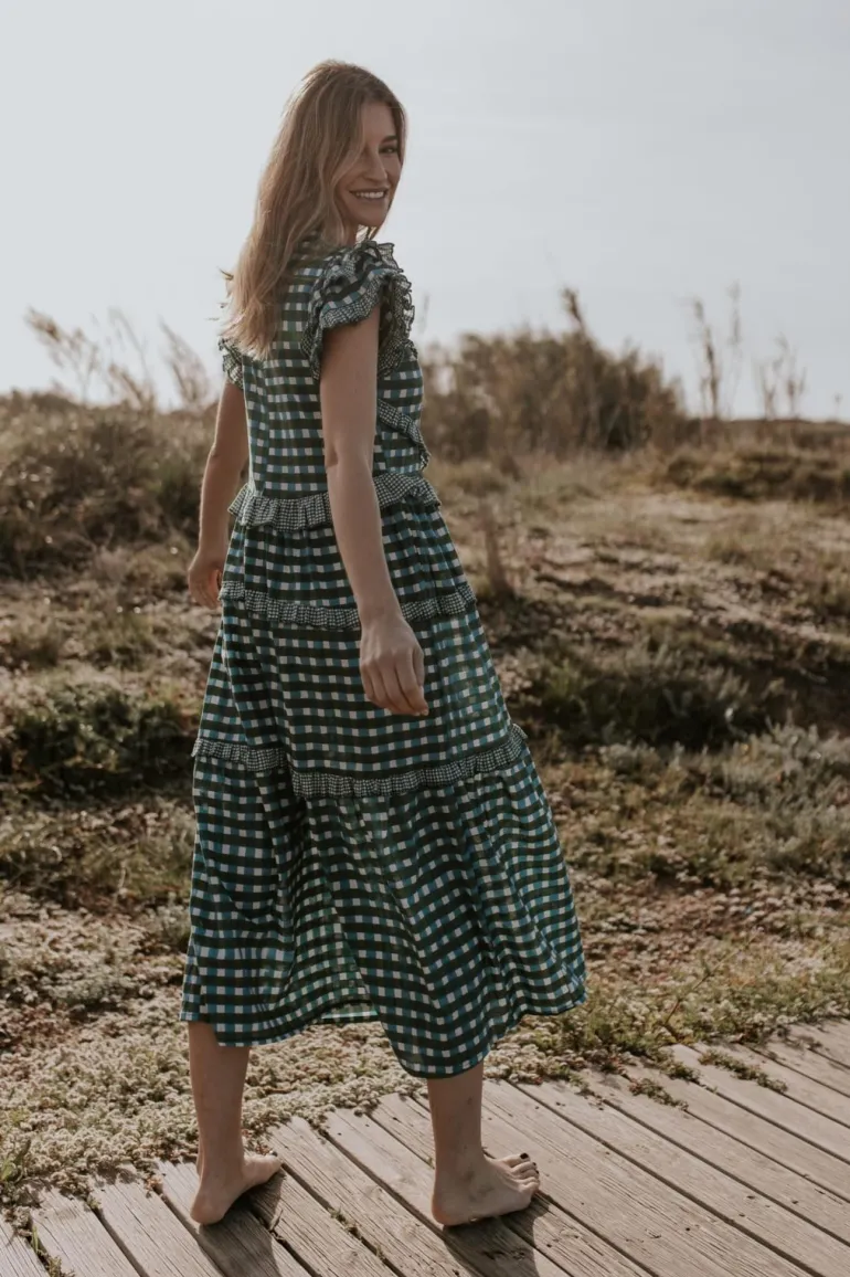 Vestido Lomba Cuadros turquesa y Verde - The Nook Store