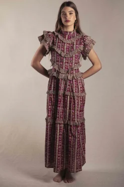 Vestido Lomba Rojo Flores Rosas - The Nook Store