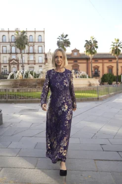 Vestido Martina Purple and Gold - The Nook Store