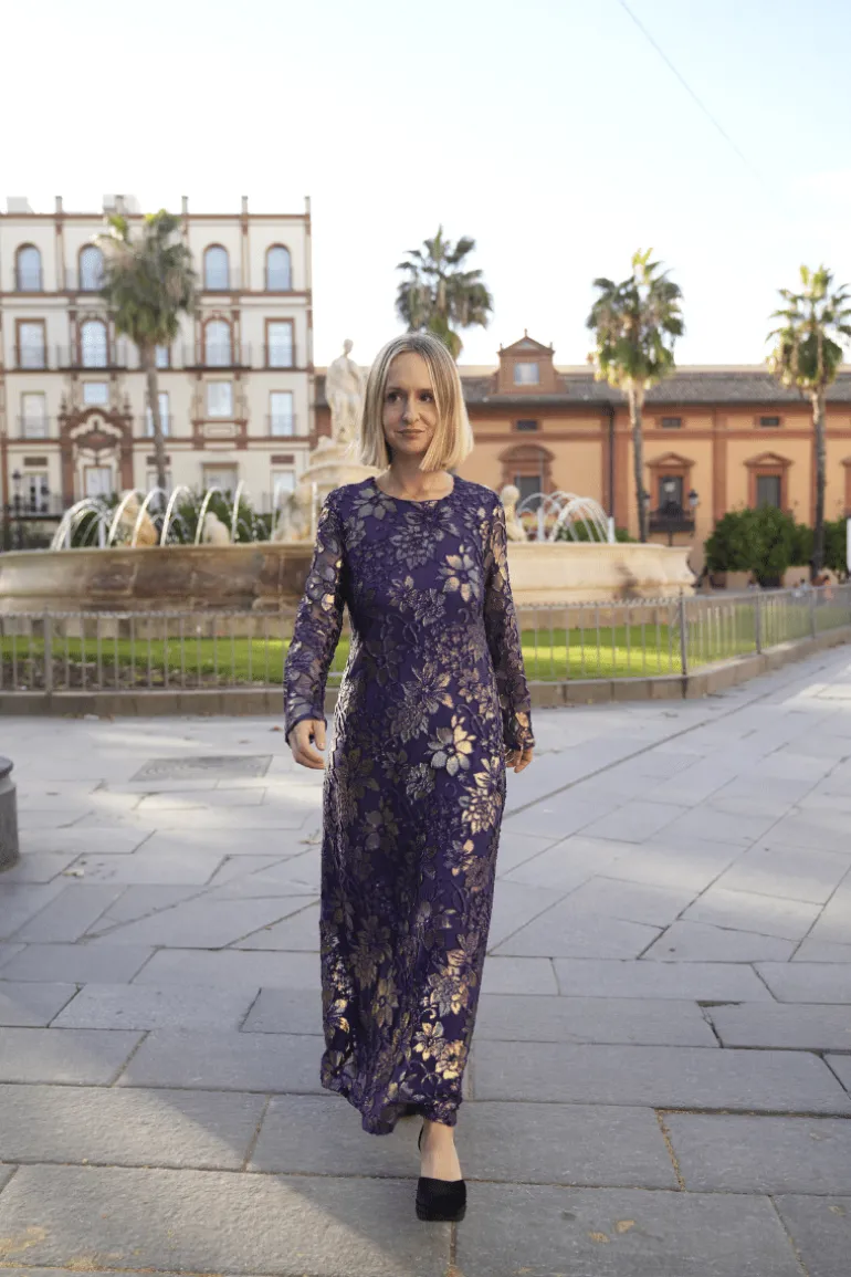 Vestido Martina Purple and Gold - The Nook Store
