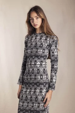 Vestido Smocking Ikat Negro - The Nook Store