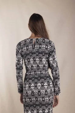Vestido Smocking Ikat Negro - The Nook Store