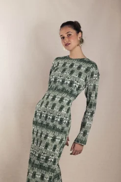 Vestido Smocking Ikat Verde - The Nook Store