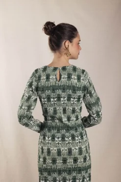 Vestido Smocking Ikat Verde - The Nook Store