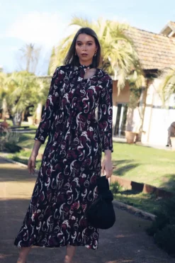 Vestido Teressa Burdeos y Negro - The Nook Store