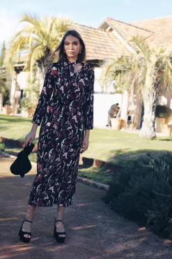 Vestido Teressa Burdeos y Negro - The Nook Store